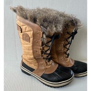 Joan of Arctic Faux Fur Waterproof Women Snow Boot Tofino II Brown Lace Up Sz 6